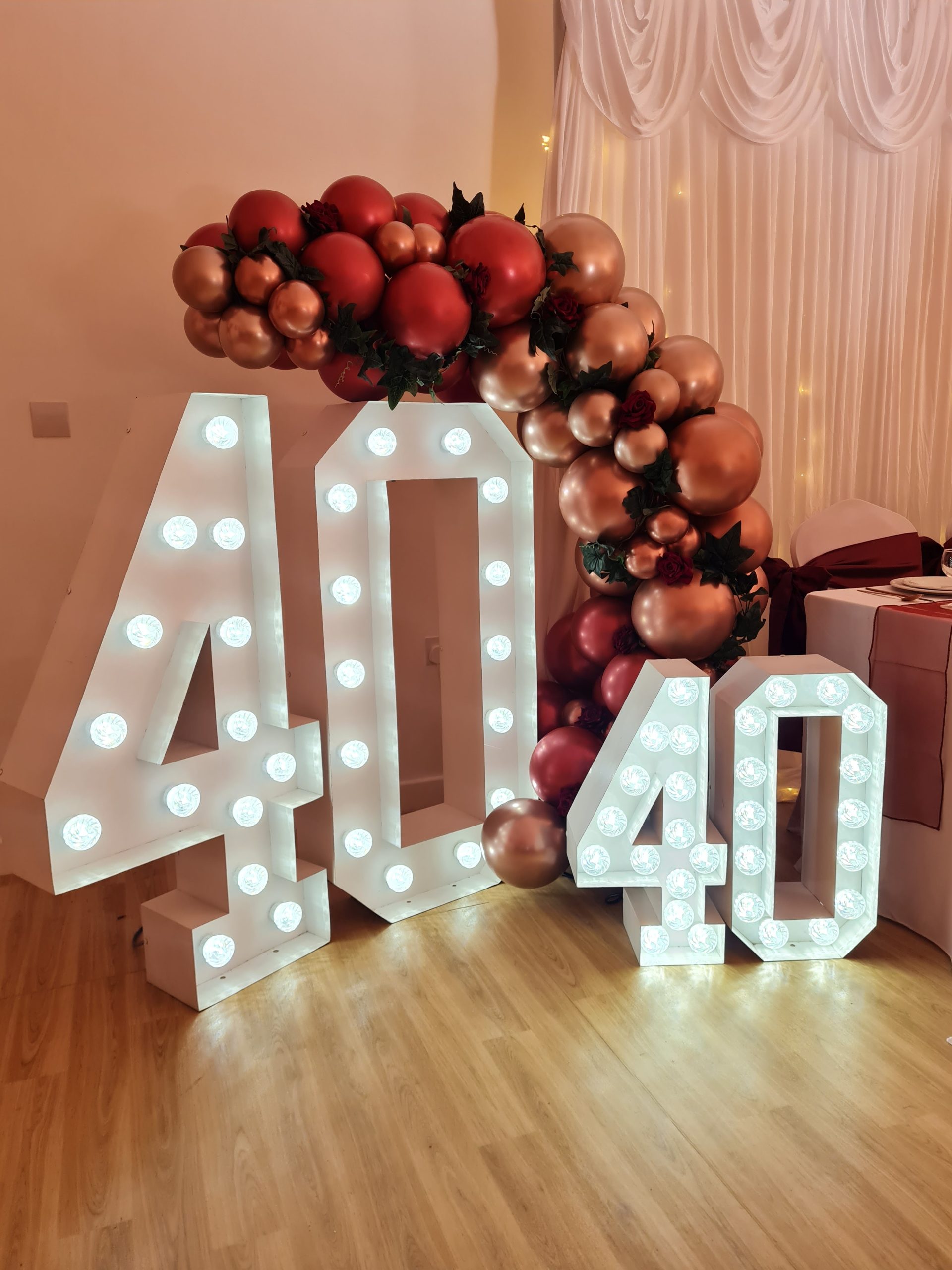 Standard Balloon Arch over light up numbers