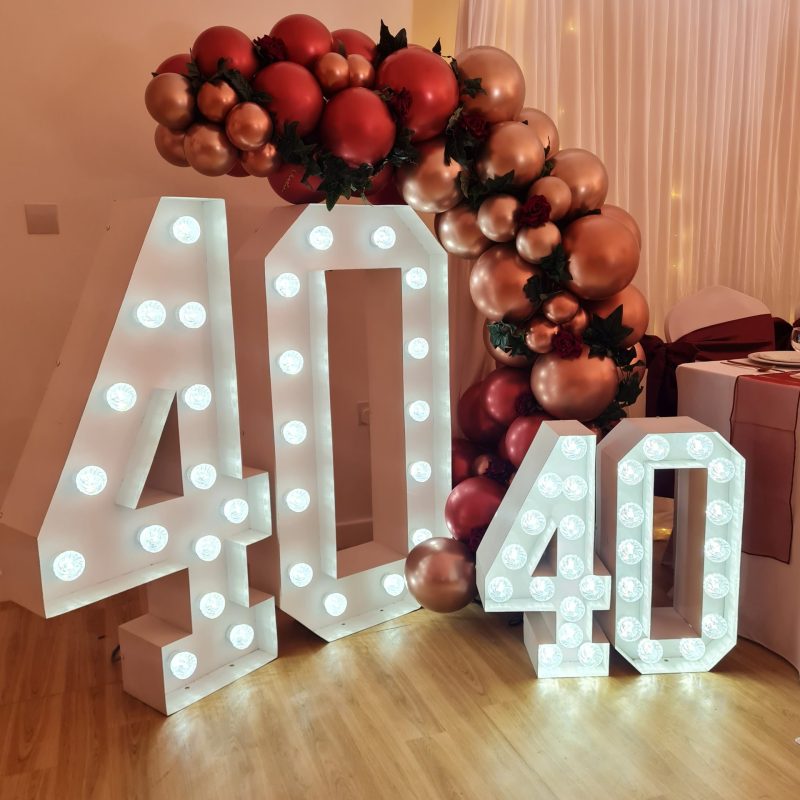 Standard Balloon Arch over light up numbers